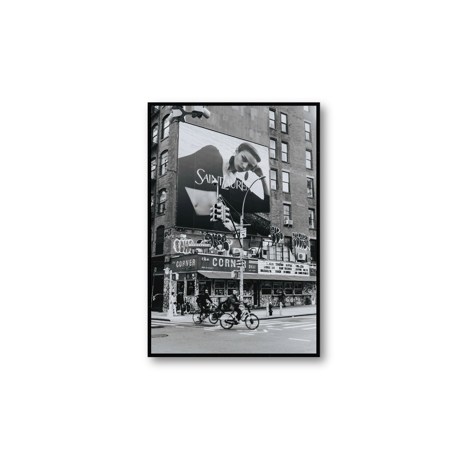 Runway To Rooftops New York NYC Black & White wall art Large fine art canvas in black float frame