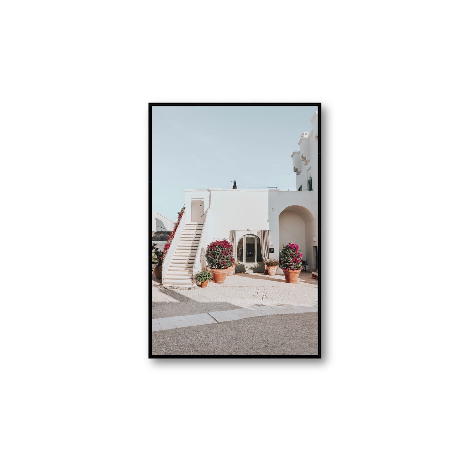 Scala Fiorita Puglia Mediterranean wall art Large fine art canvas in black float frame