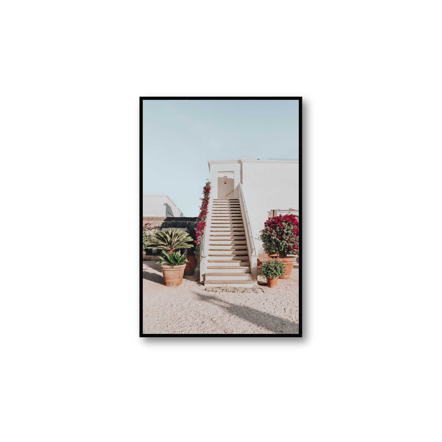 Tranquil Ascent Puglia Italian wall art Large fine art canvas in black float frame