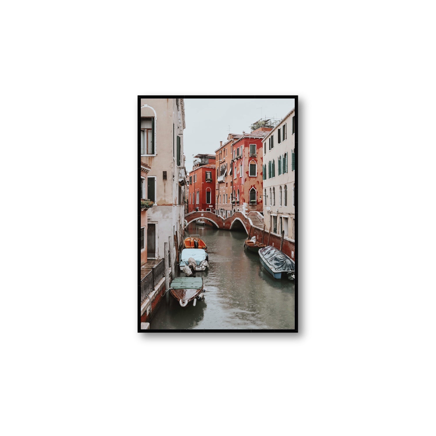 City of Water Venice Italian Mediterranean decor wall art Large fine art canvas in black float frame