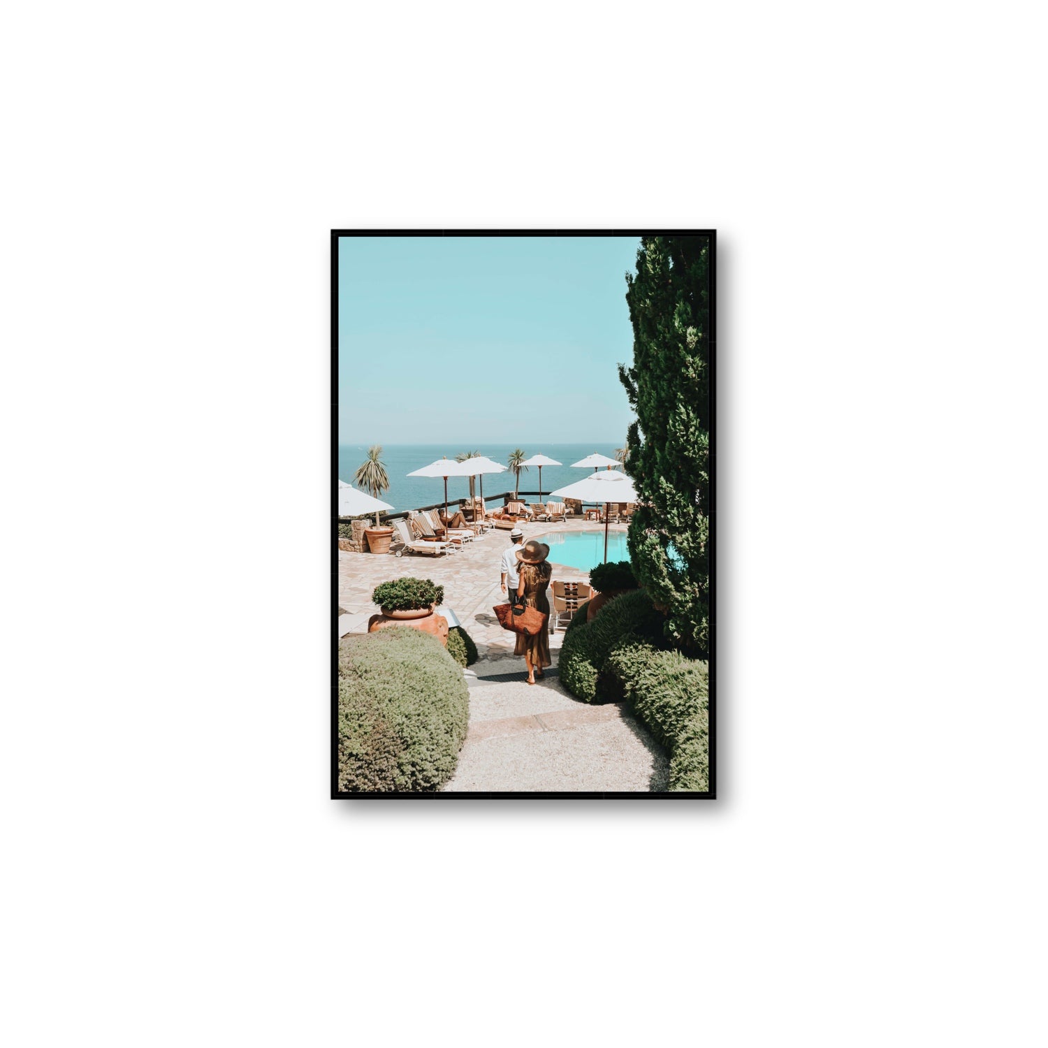 The World Is Your Catwalk Tuscany coastal wall art Large fine art canvas in black float frame