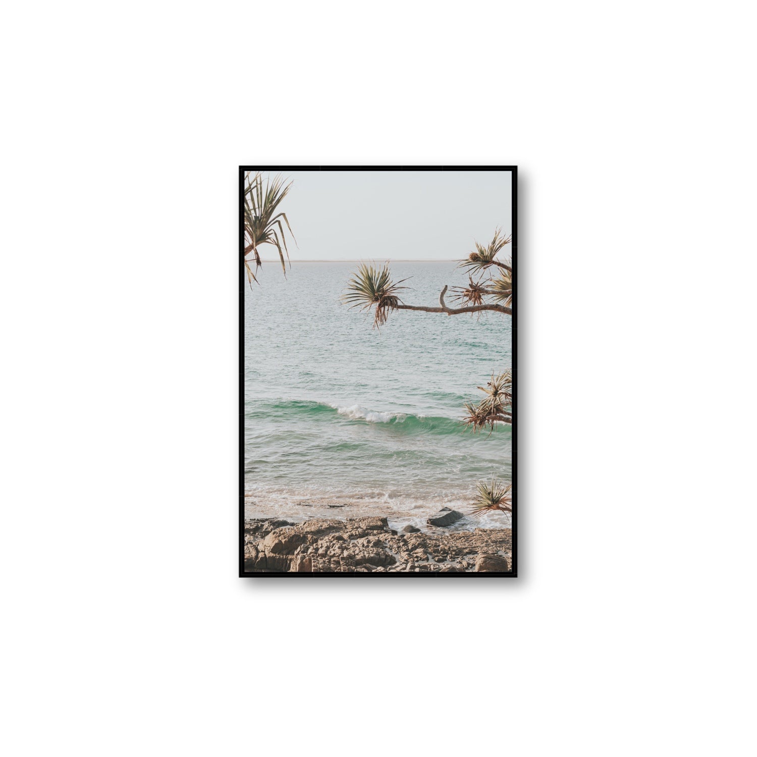 Good Vibrations fine art print, Noosa, Australia, coastal scenes artwork, Large, Black Float Frame, Fine Art Canvas