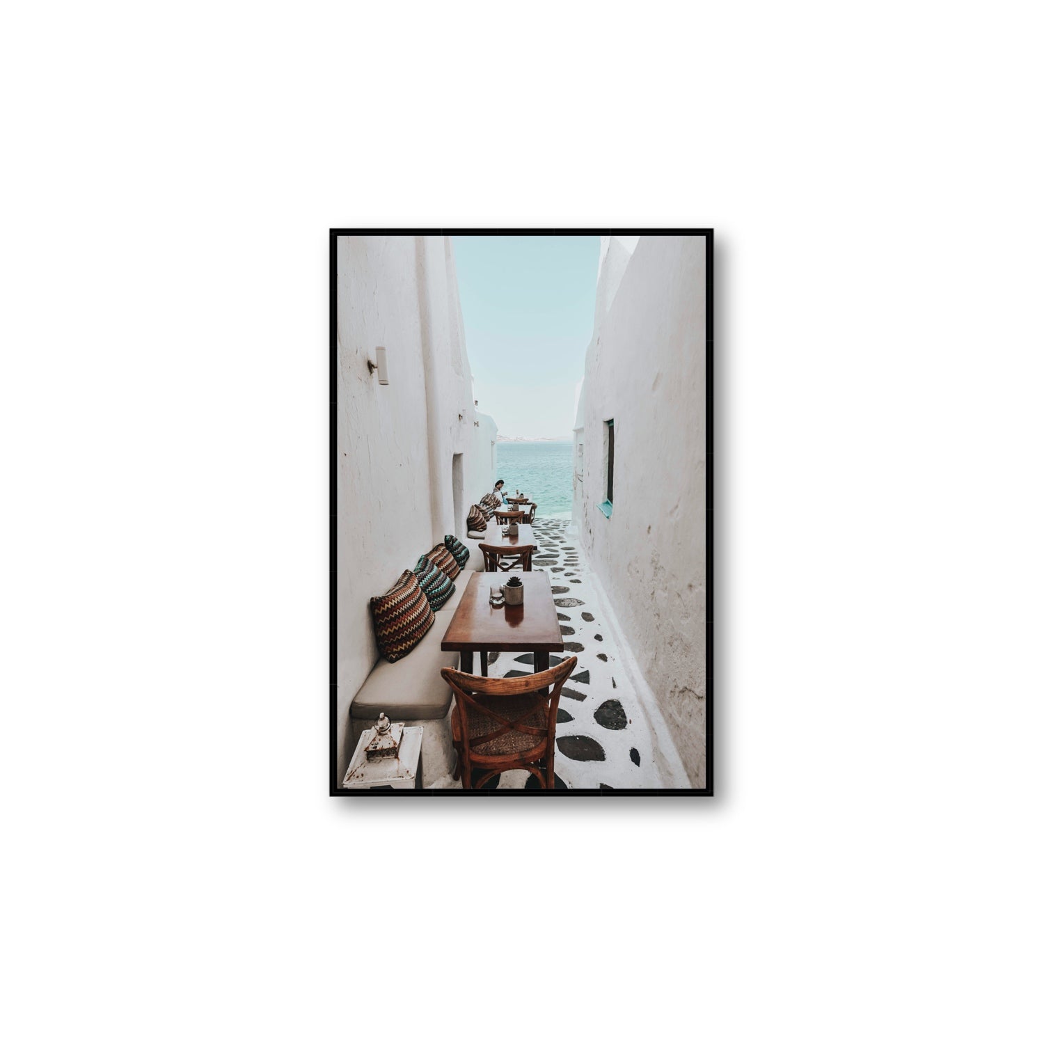 Trip Down Memory Lane fine art print, Mykonos, Greece, Large, Black Float Frame, Fine Art Canvas