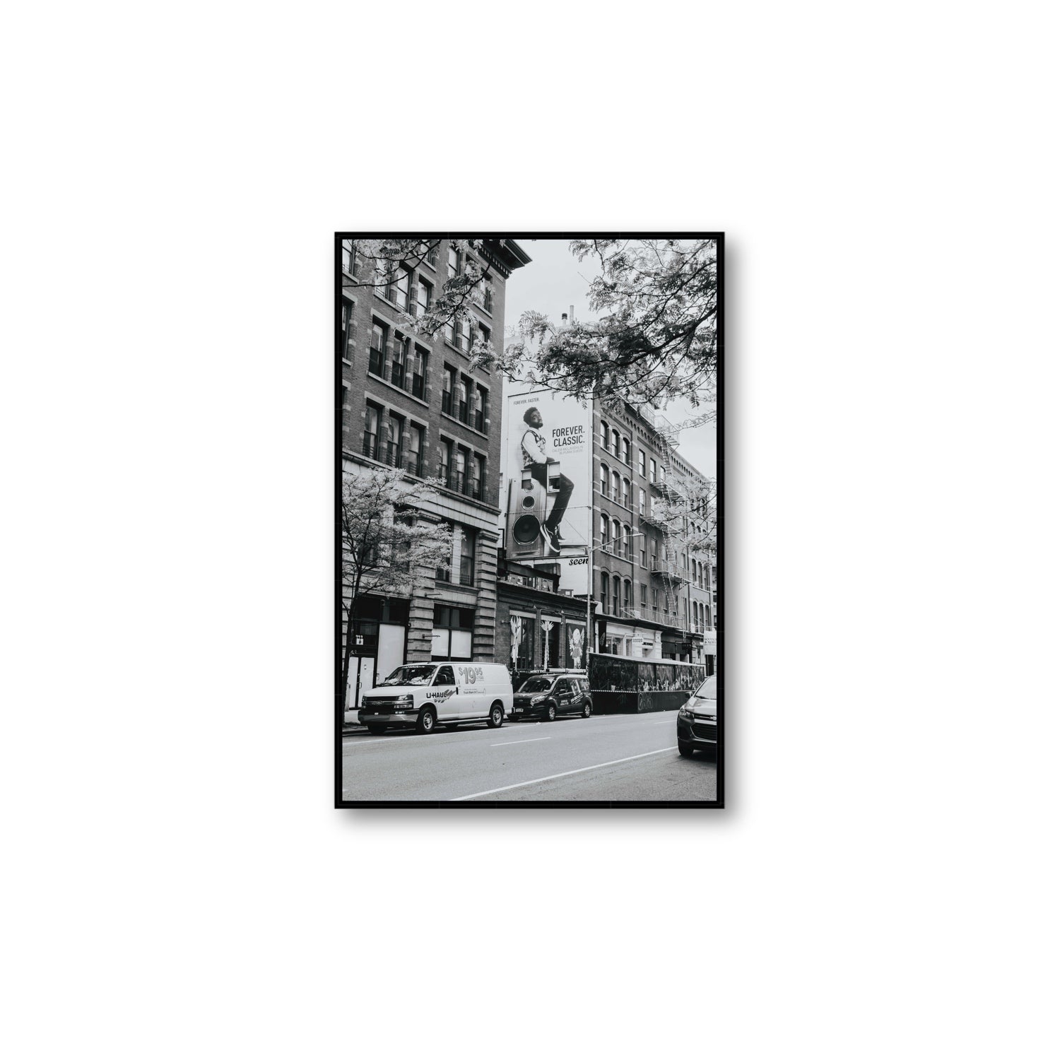Forever Classic New York NYC Black & White wall art Large fine art canvas in black float frame