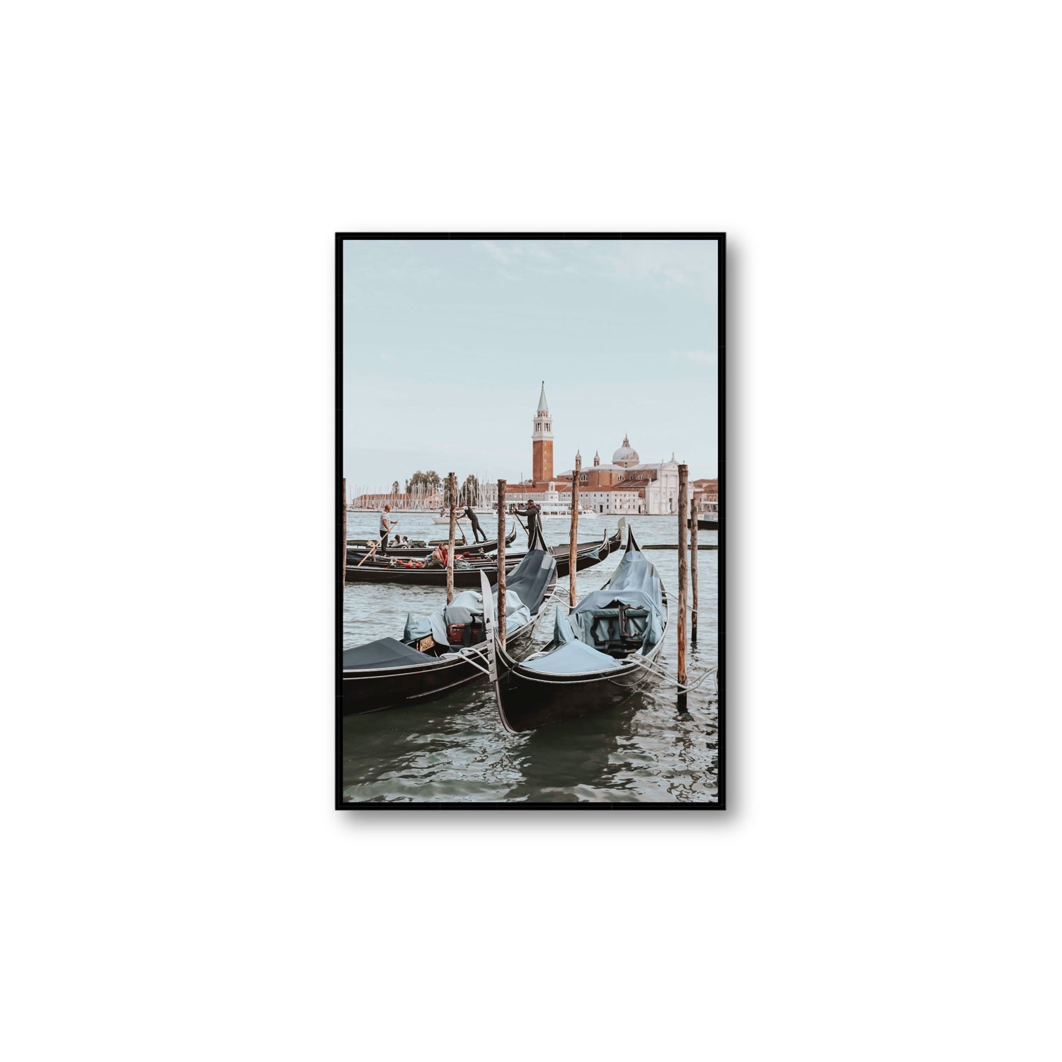 Italian Commute Venice Italian Mediterranean decor wall art Large fine art canvas in black float frame