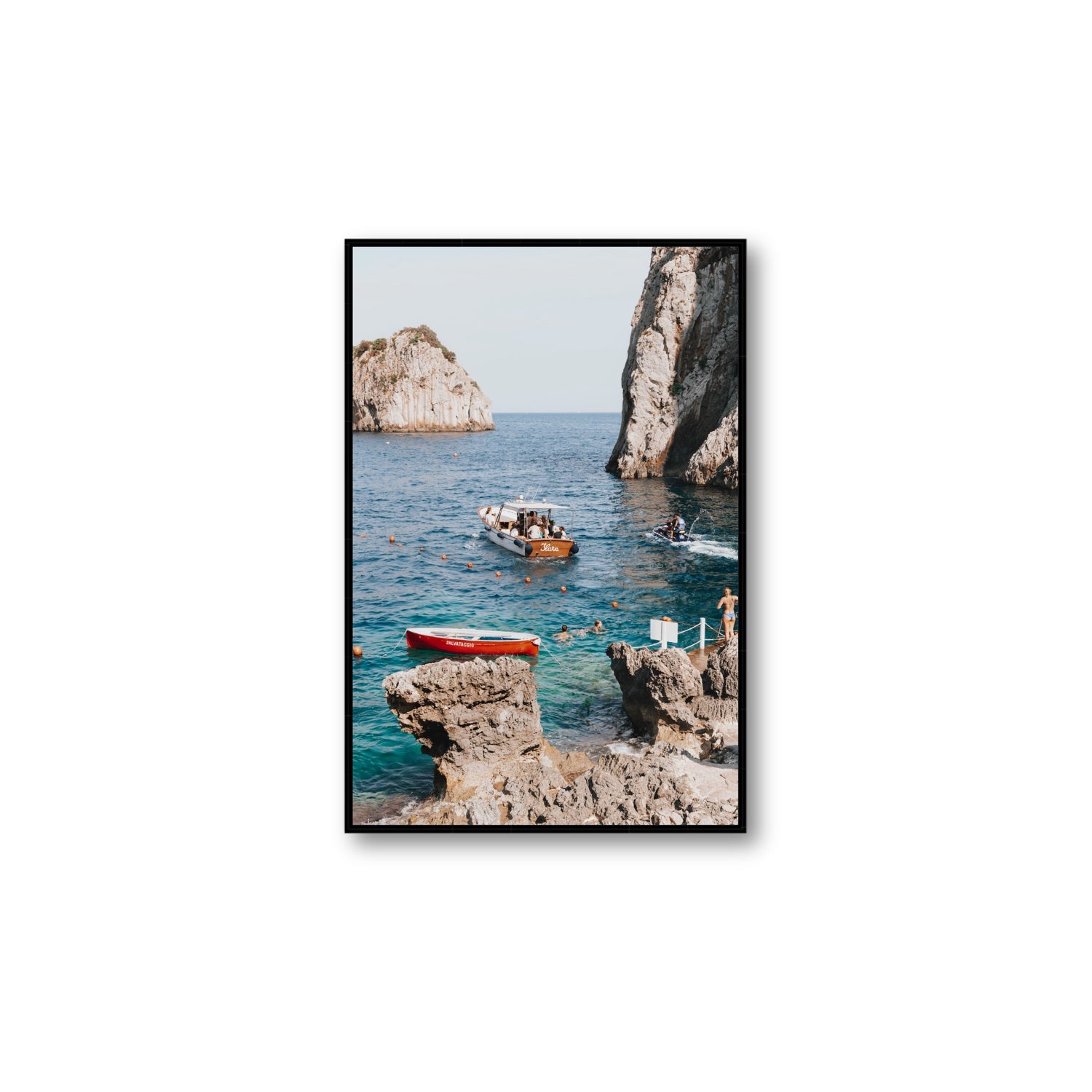 Set Sail fine art print, Capri, Italy, Large, Black Float Frame, Fine Art Canvas