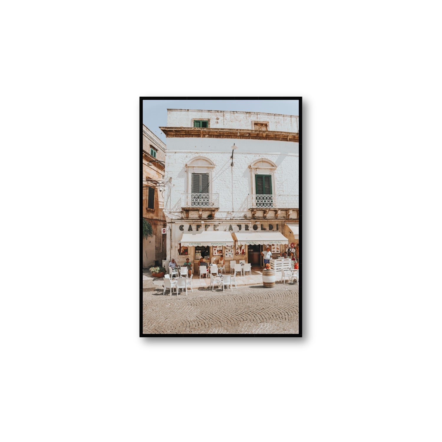 L'Ora di Pranzo Puglia L’Ora di Pranzo Italian art print Large fine art canvas in black float frame