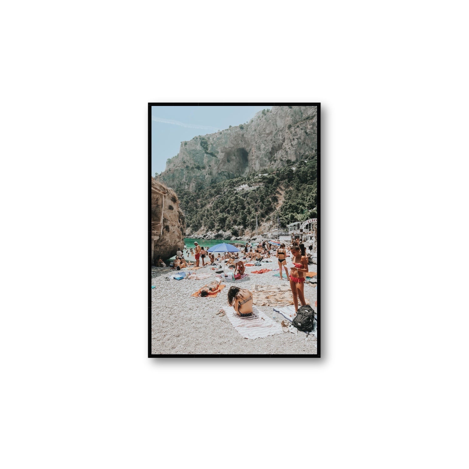 Marina Piccola Capri Mediterranean wall art Large fine art canvas in black float frame