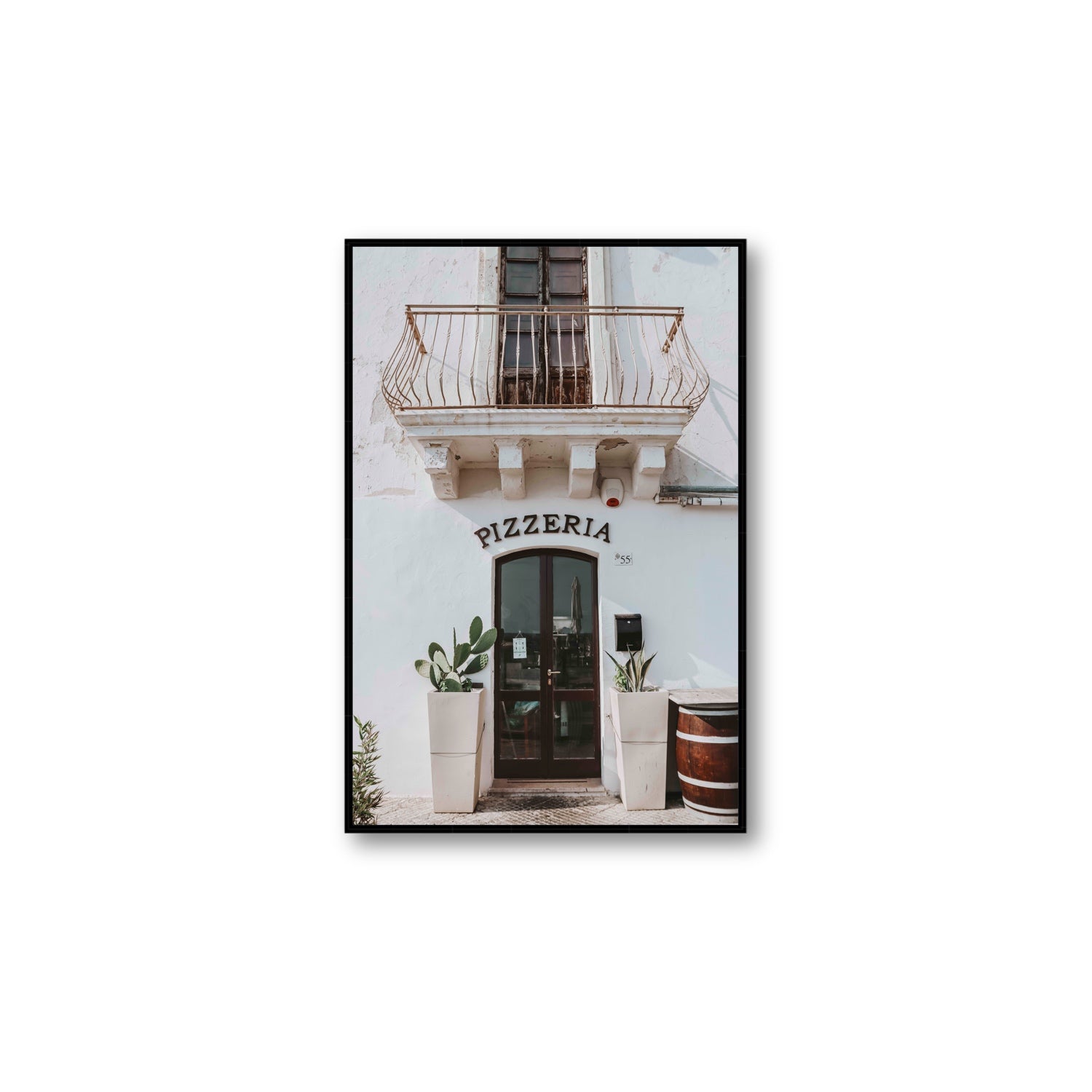 Pizzeria Puglia Italian wall art Large fine art canvas in black float frame