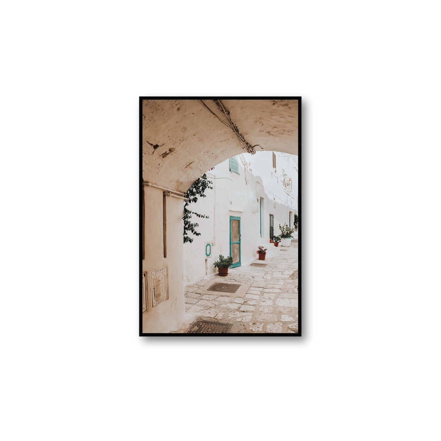 La Citta Bianca Puglia La Città Bianca wall art Large fine art canvas in black float frame