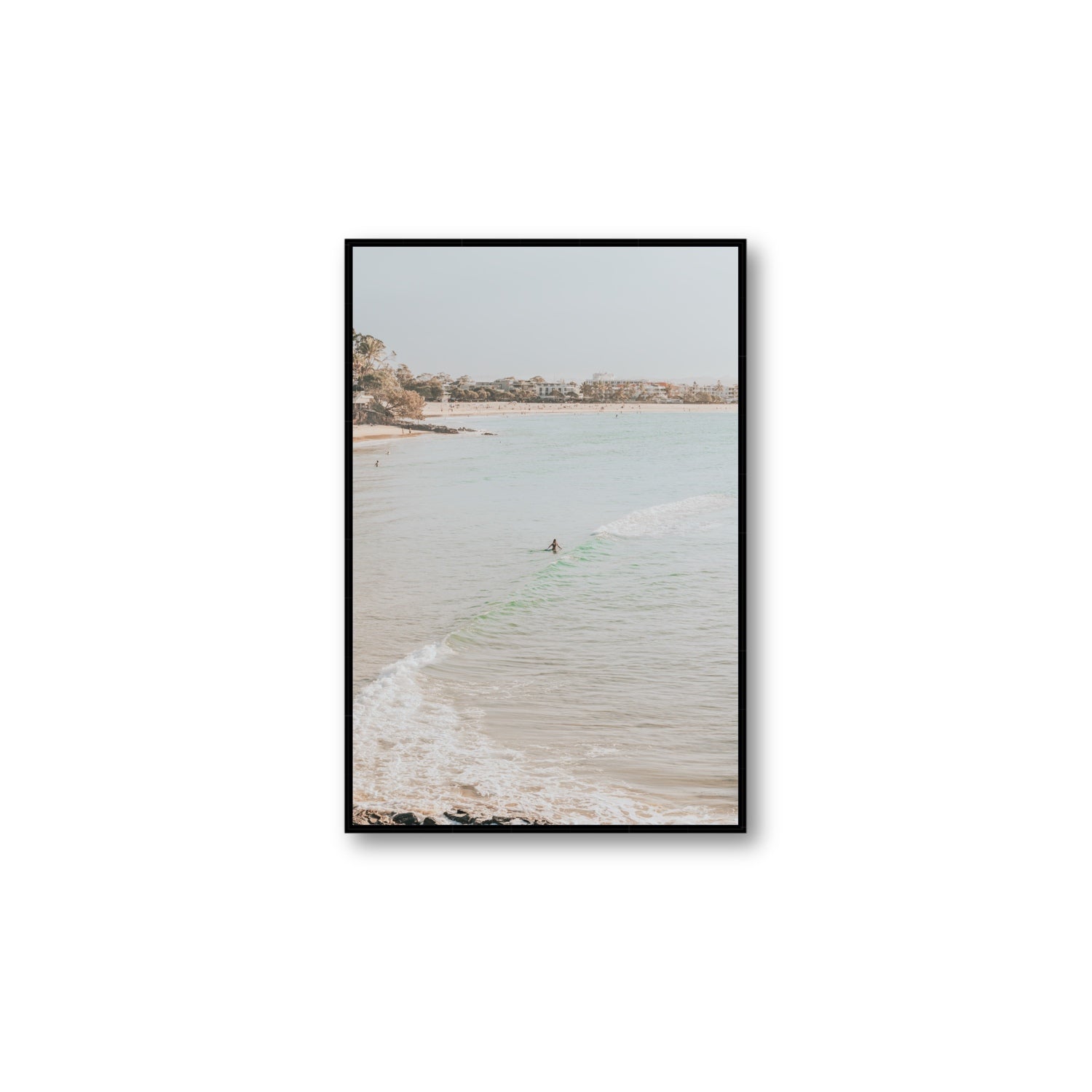 Salt Reverie fine art print, Noosa, Australia, coastal scenes artwork, Large, Black Float Frame, Fine Art Canvas