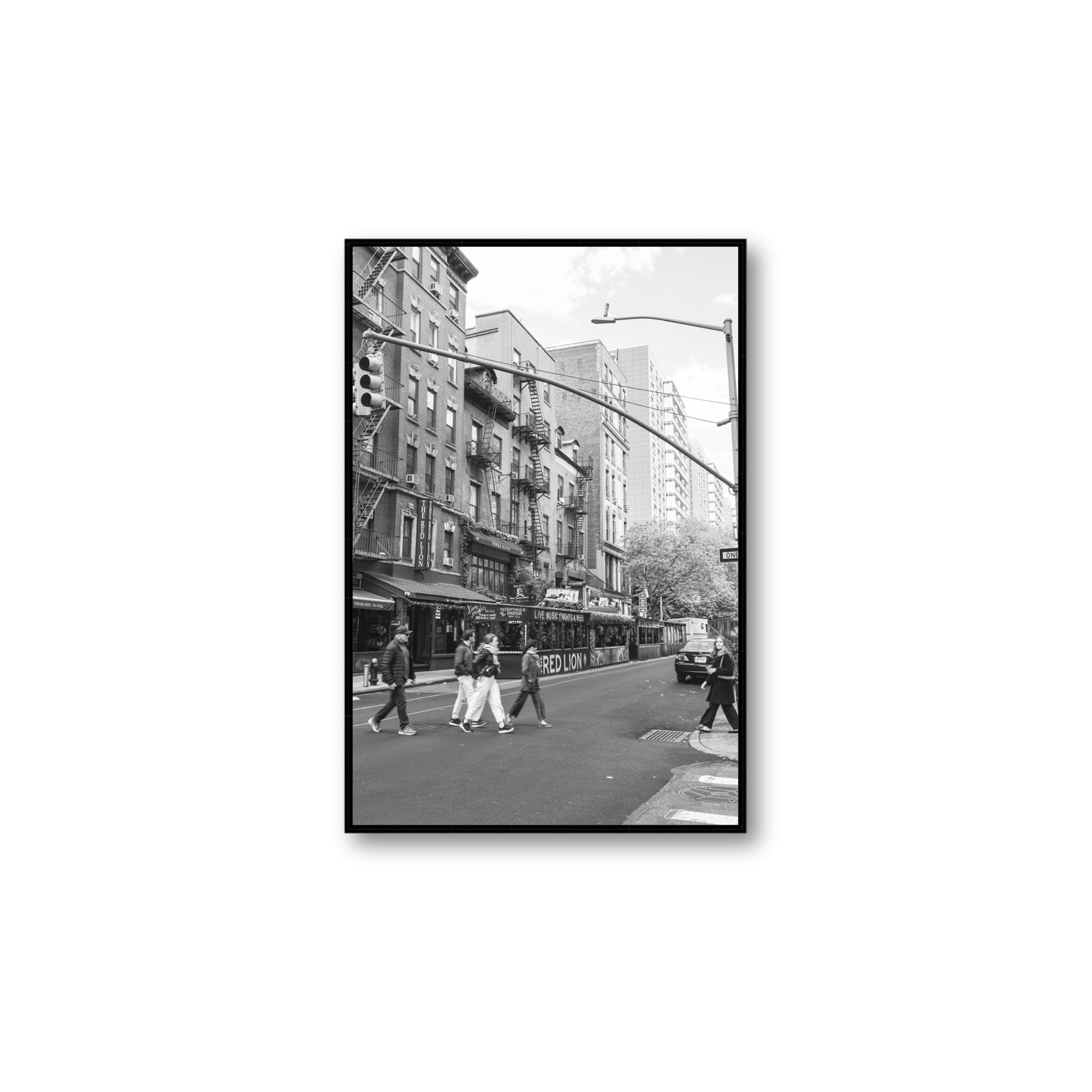 Spectral Streets New York NYC Black & White wall art Large fine art canvas in black float frame