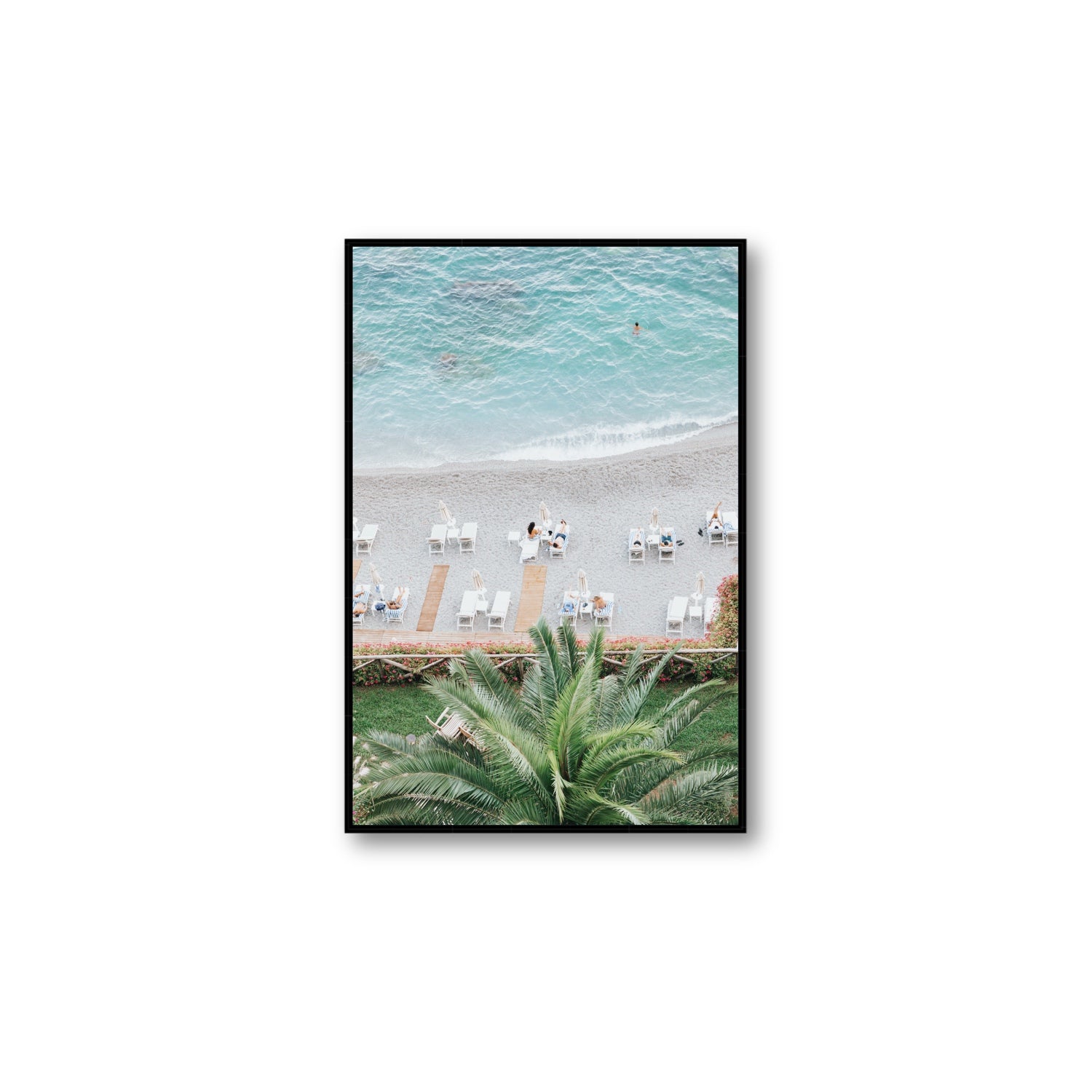 Paradiso Amalfi Mediterranean wall art Large fine art canvas in black float frame