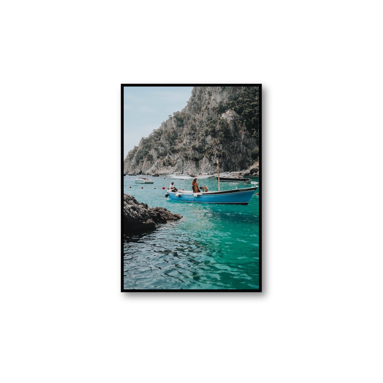 Emerald Escape fine art print, Capri, Italy, Large, Black Float Frame, Fine Art Canvas