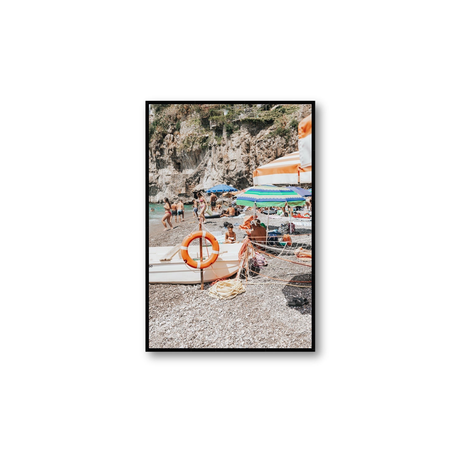 Il Ragazzo fine art print, Positano, Italy, Large, Black Float Frame, Fine Art Canvas