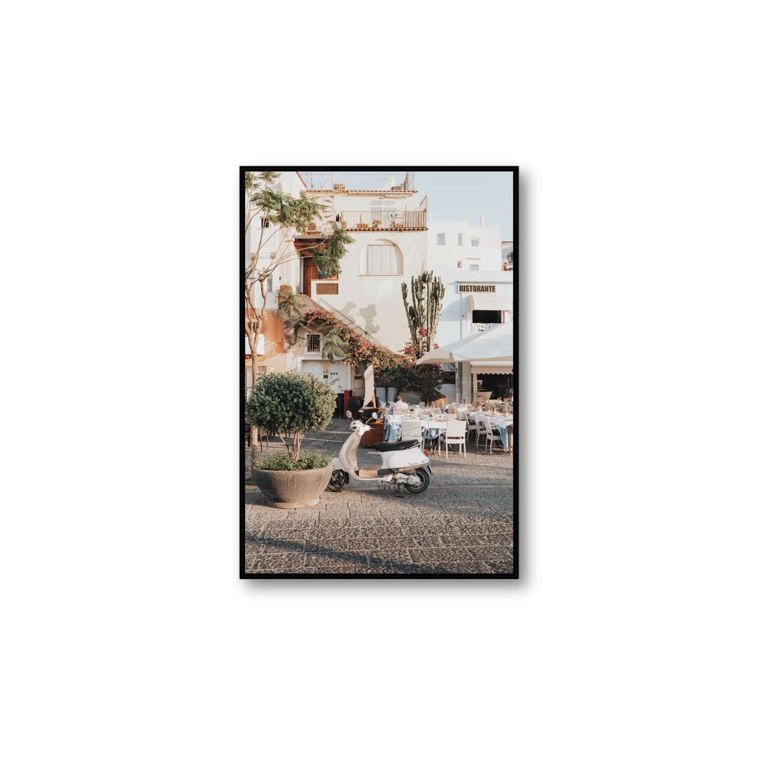 Ristorante Ischia Italian Mediterranean decor wall art Large fine art canvas in black float frame