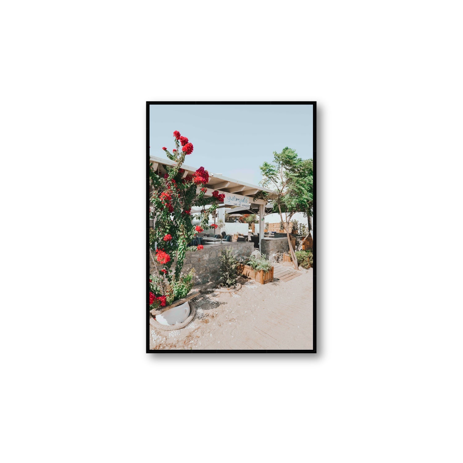 Yialo Yialo fine art print, Mykonos, Greece, Large, Black Float Frame, Fine Art Canvas