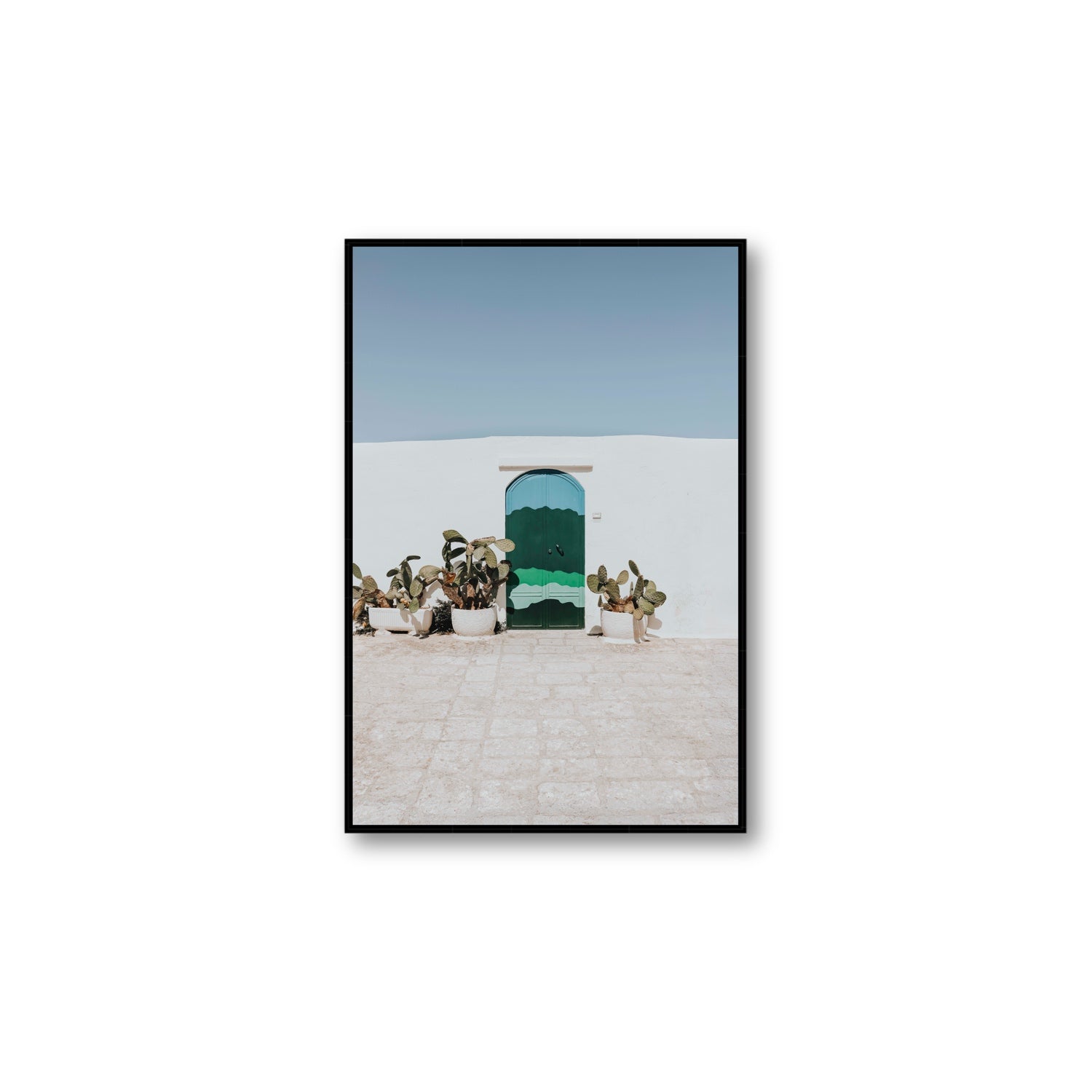 Imaginary Exit Puglia Mediterranean wall art Large fine art canvas in black float frame