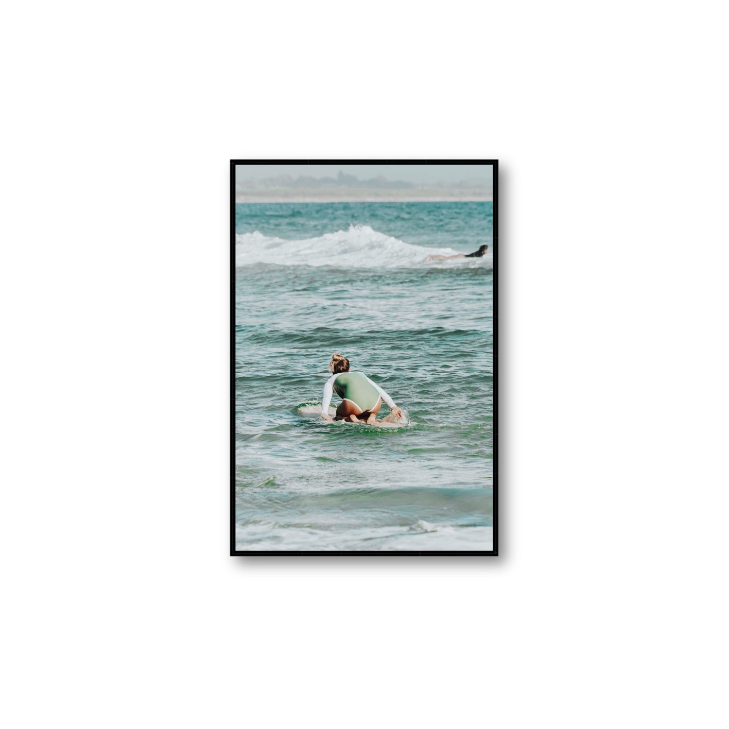 Quincy Byron Bay Surf coastal wall art Large fine art canvas in black float frame