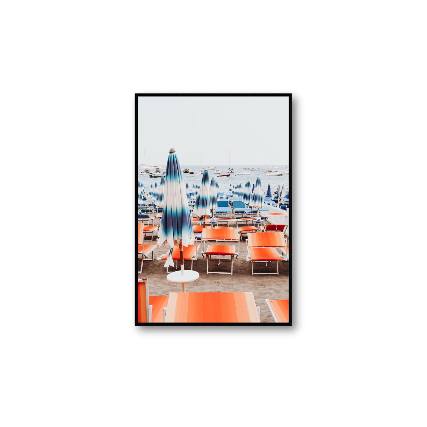 Orange Crush fine art print, Positano, Italy, Large, Black Float Frame, Fine Art Canvas