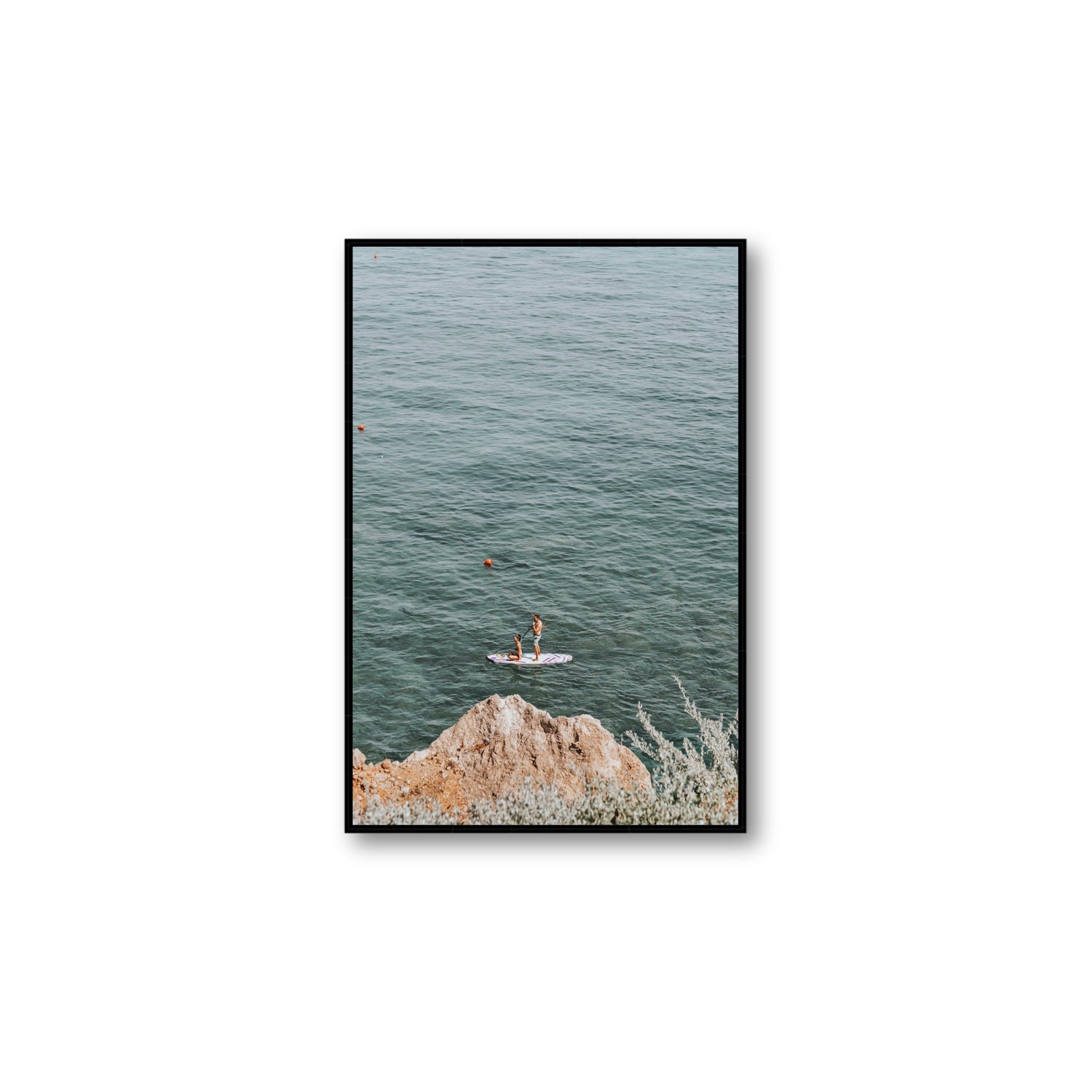 Into The Vibe Without Getting Wet Tuscany coastal wall art Large fine art canvas in black float frame