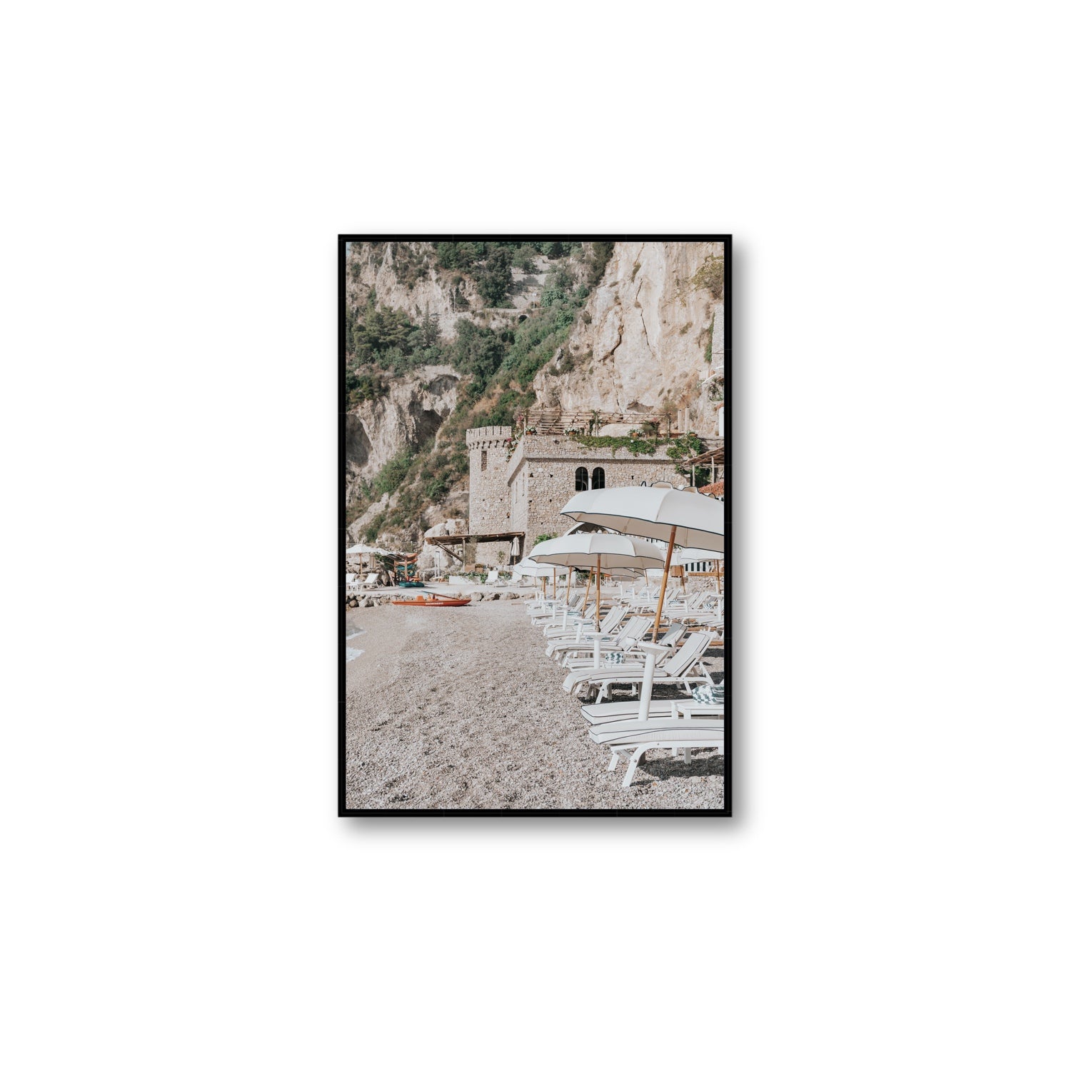 La Villeggiatura fine art print, Amalfi, Italy, luxury escapes artwork, Large, Black Float Frame, Fine Art Canvas