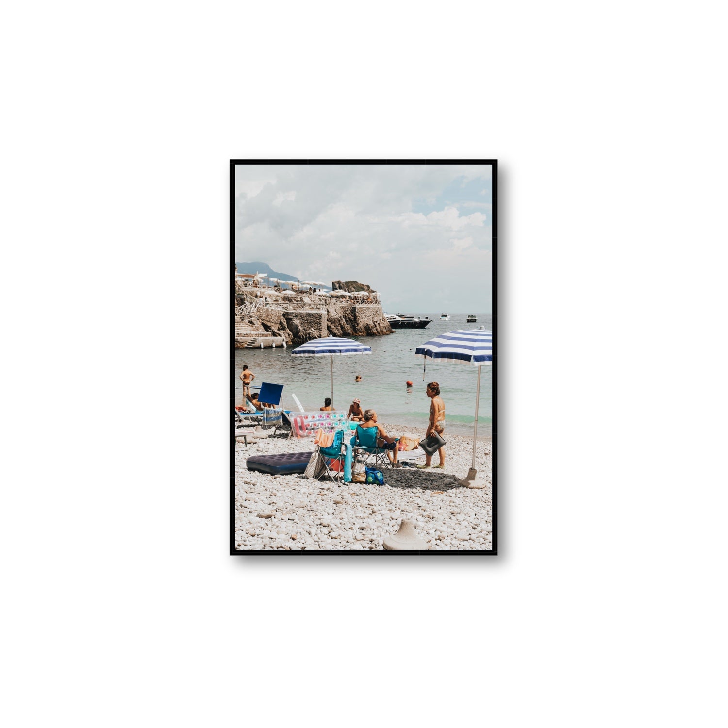Couple Goals Nerano Amalfi Coast coastal wall art Large fine art canvas in black float frame