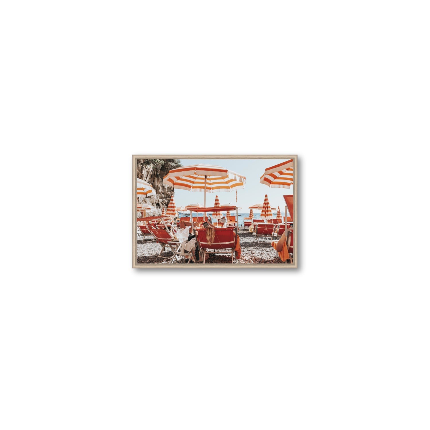 Digital Dreamer fine art print, Positano, Italy, Small, Natural Oak Float Frame, Fine Art Canvas