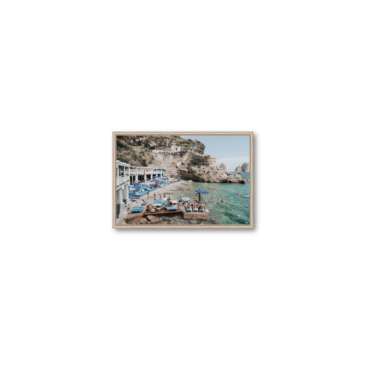 Vita Bella fine art print, Capri, Italy, Small, Natural Oak Float Frame, Fine Art Canvas