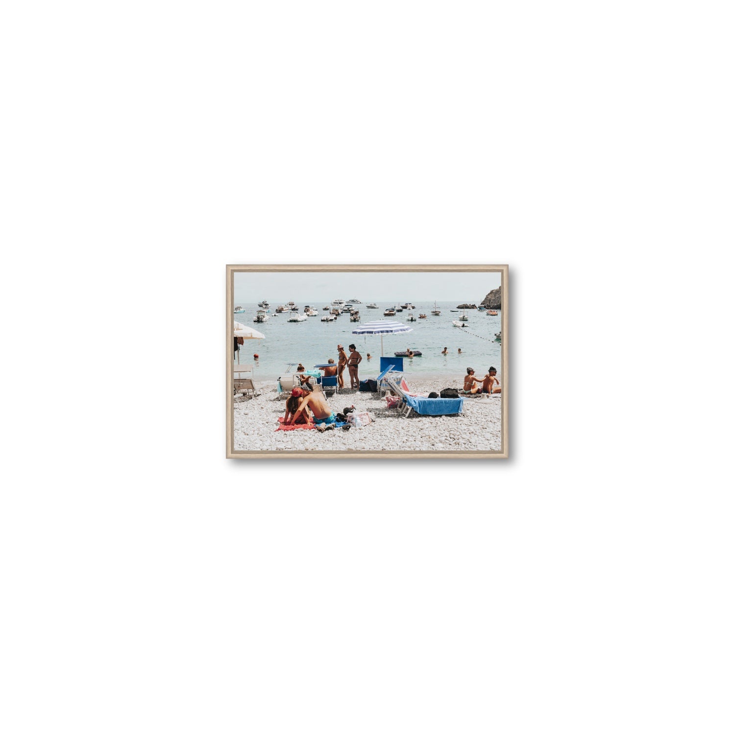 The Kiss Nerano wall art Small fine art canvas in natural oak float frame