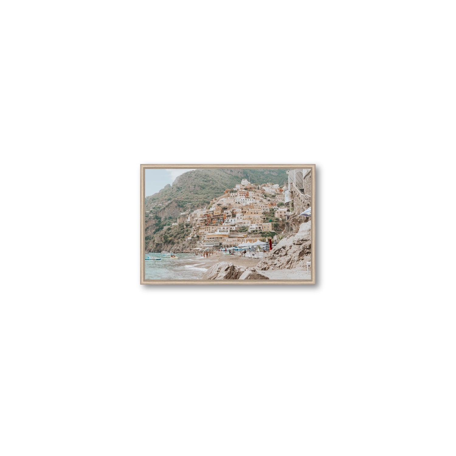Sogno di Positano fine art print, Positano, Italy, Small, Natural Oak Float Frame, Fine Art Canvas