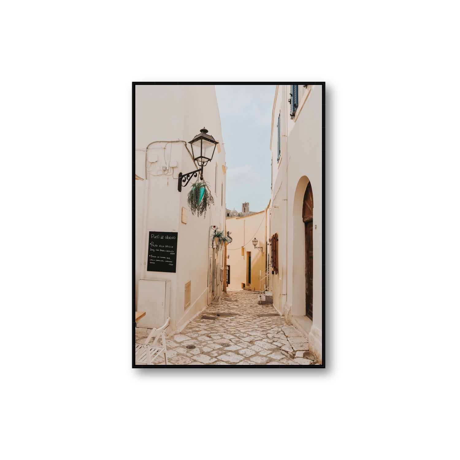 Twilight Passage Puglia Italian wall art Extra Large fine art canvas in black float frame