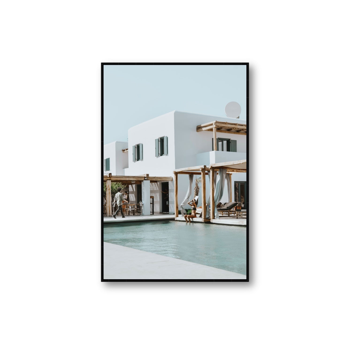 Aphrodite Mykonos Greek island wall art Extra Large fine art canvas in black float frame