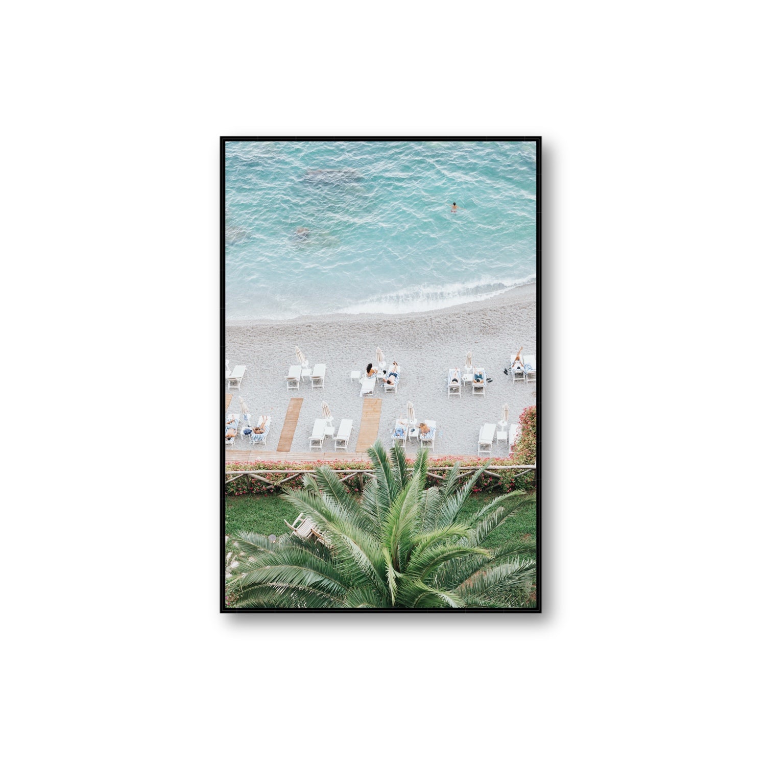 Paradiso Amalfi Mediterranean wall art Extra Large fine art canvas in black float frame