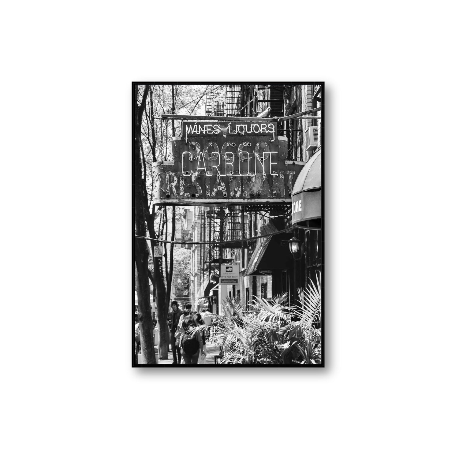 Paparazzi To Pasta New York NYC Black & White wall art Extra Large fine art canvas in black float frame