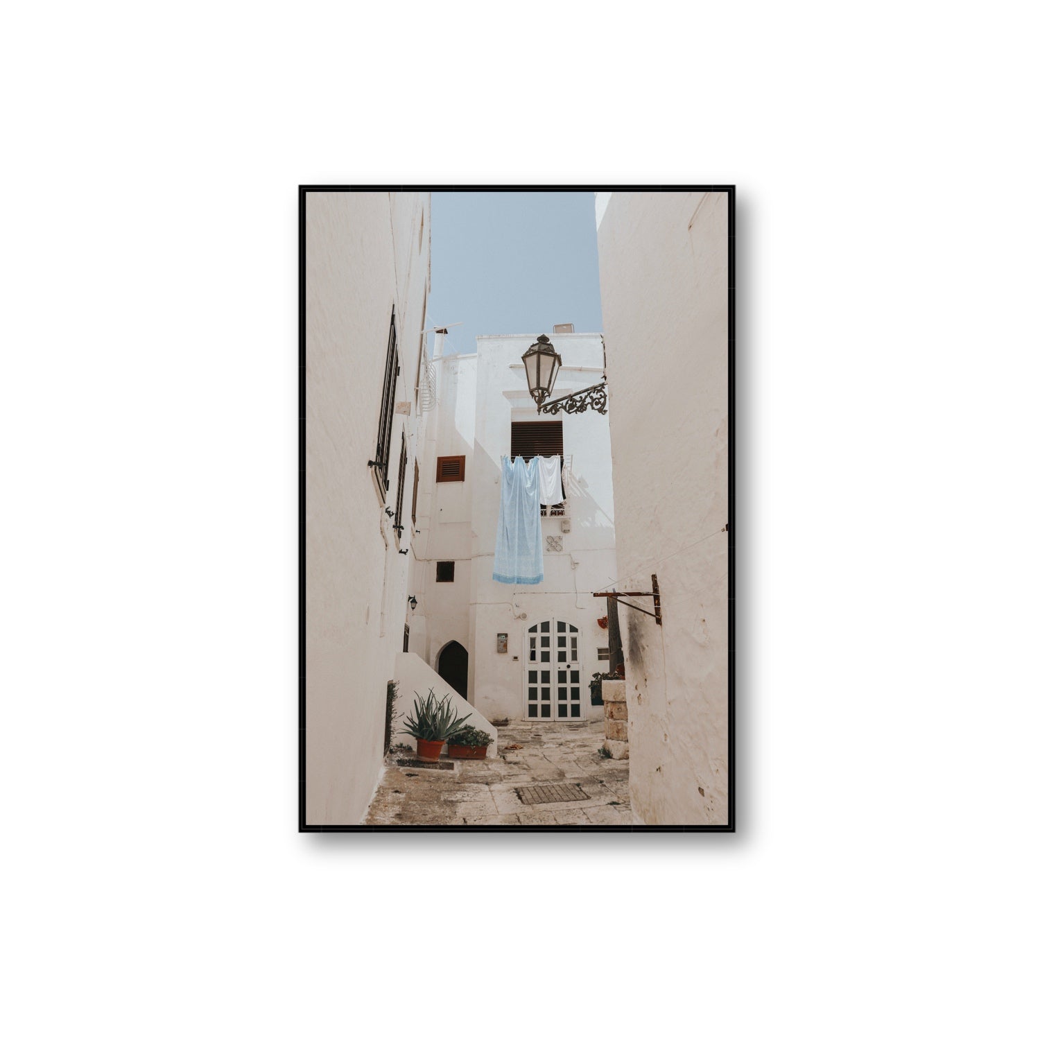 Laundry Day fine art print, Puglia, Italy, Extra Large, Black Float Frame, Fine Art Canvas