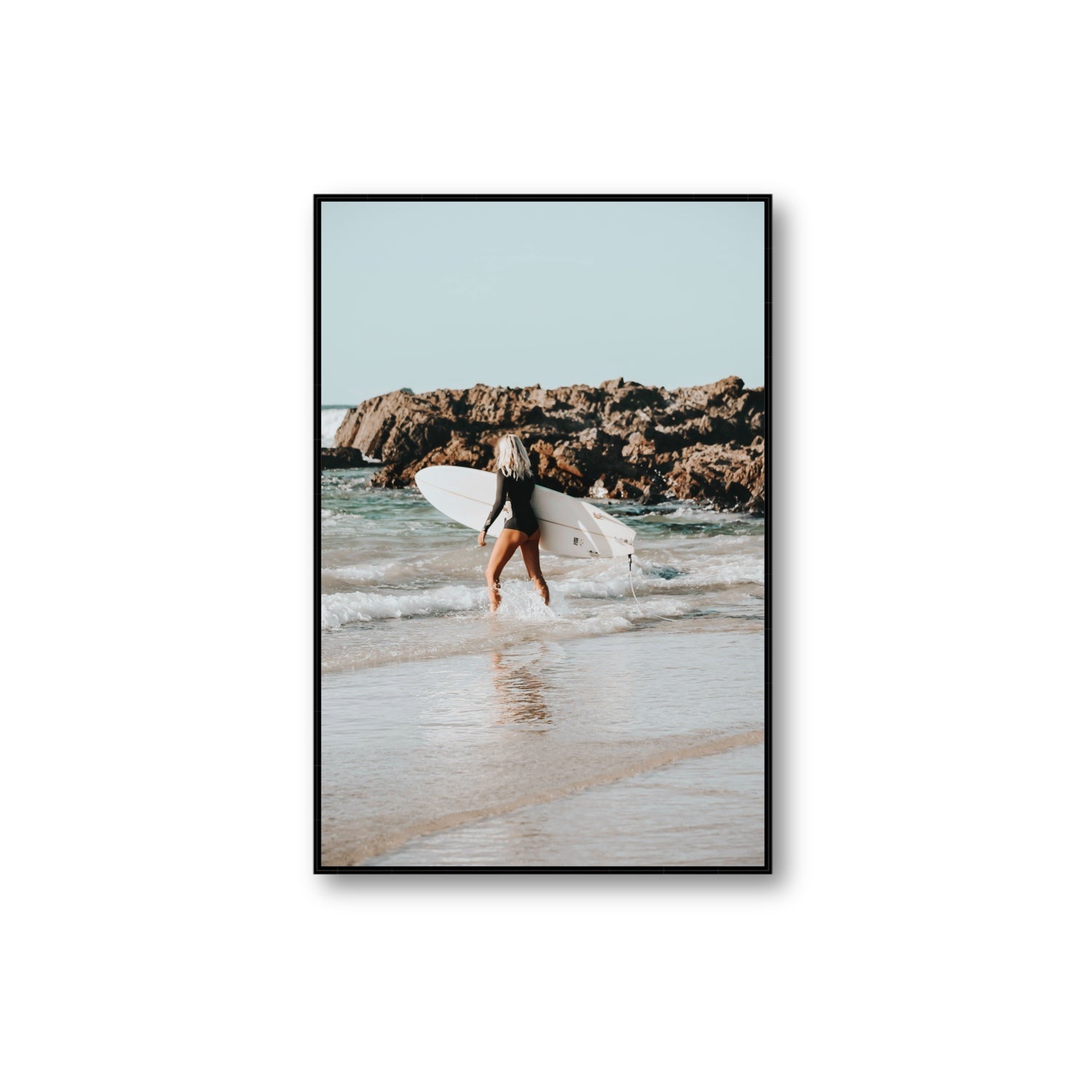 Bethany Byron Bay Surf coastal decor wall art Extra Large fine art canvas in black float frame