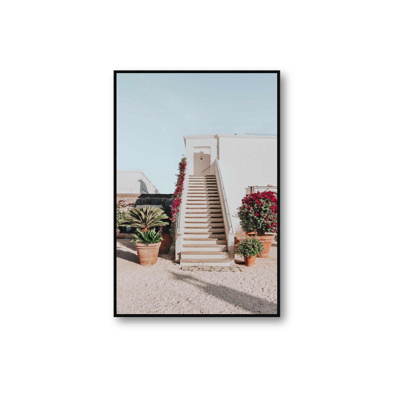 Tranquil Ascent Puglia Italian wall art Extra Large fine art canvas in black float frame