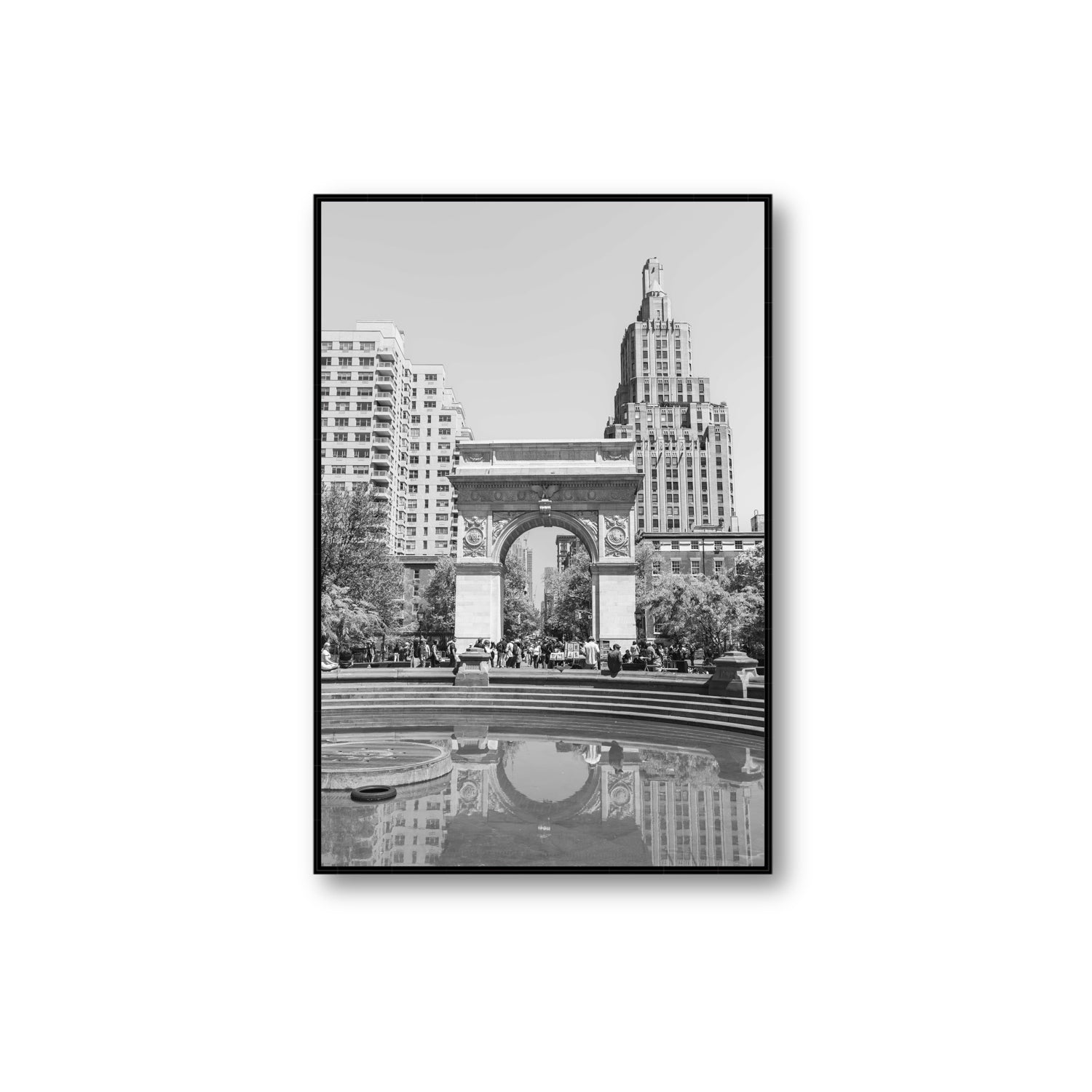Washington Skyline New York NYC Black & White wall art Extra Large fine art canvas in black float frame