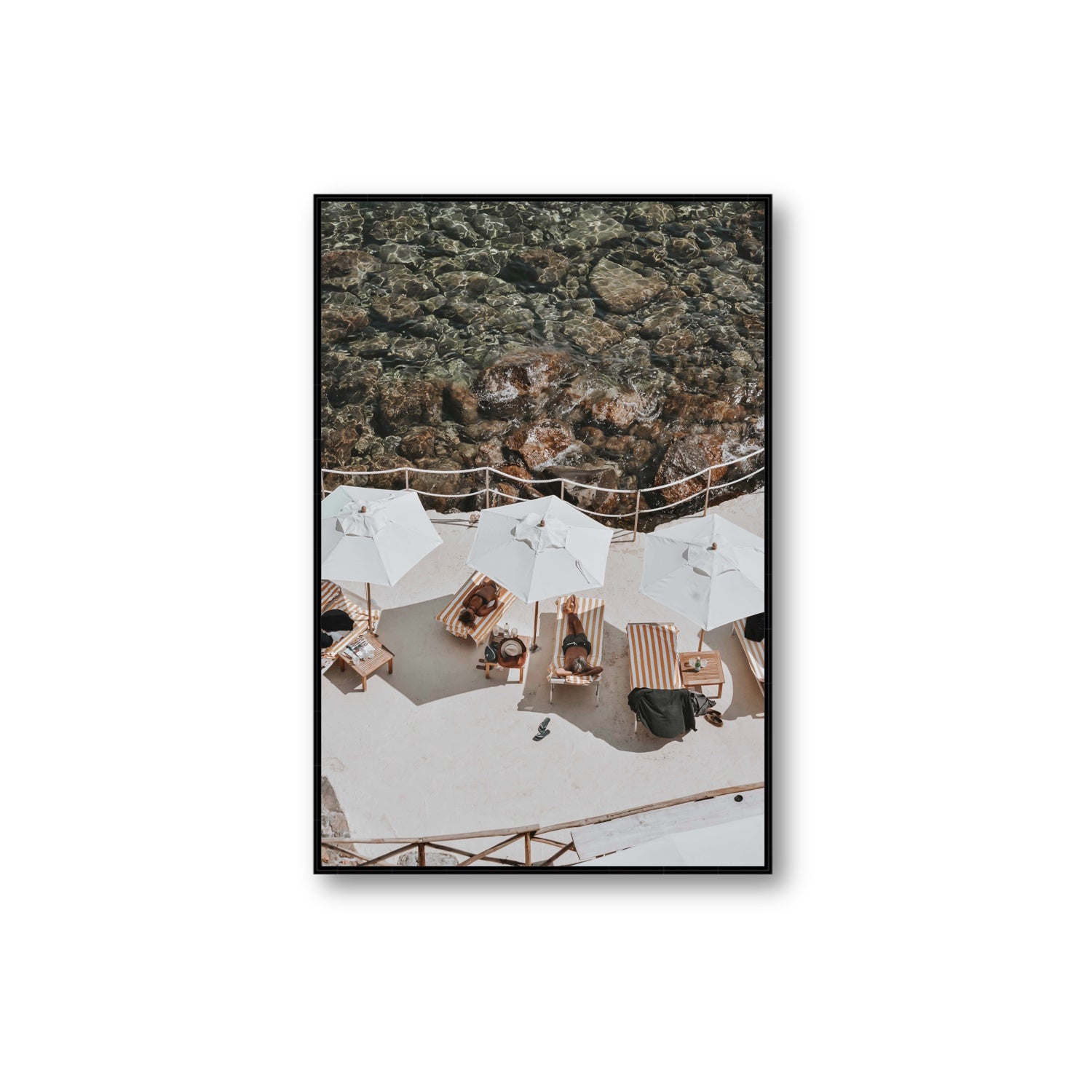 When Harry Met Sally Tuscany coastal wall art Extra Large fine art canvas in black float frame