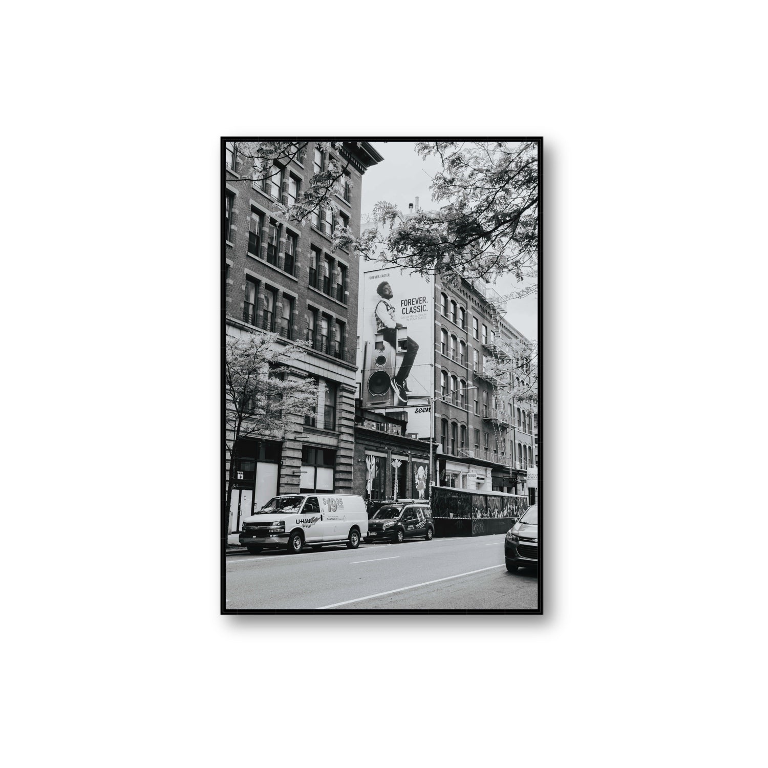 Forever Classic New York NYC Black & White wall art Extra Large fine art canvas in black float frame