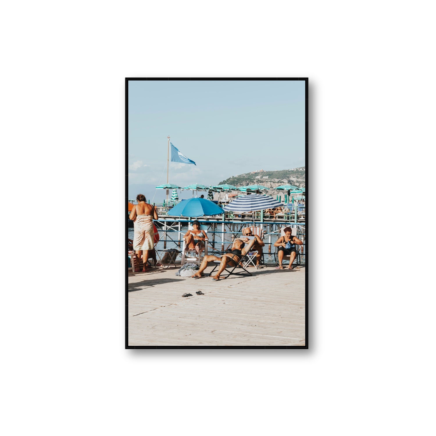 The Golden Years Sorrento Italian wall art Extra Large fine art canvas in black float frame