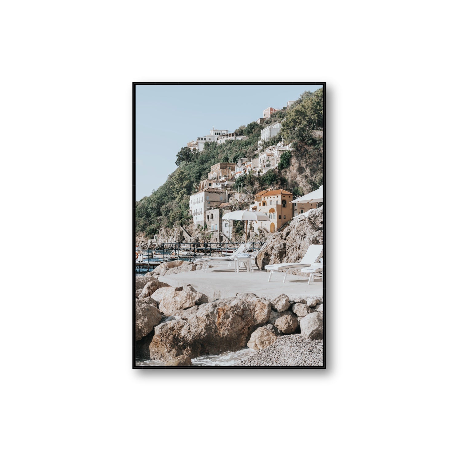 Dolce Coast Amalfi travel photography wall art extra large fine art canvas in black float frame