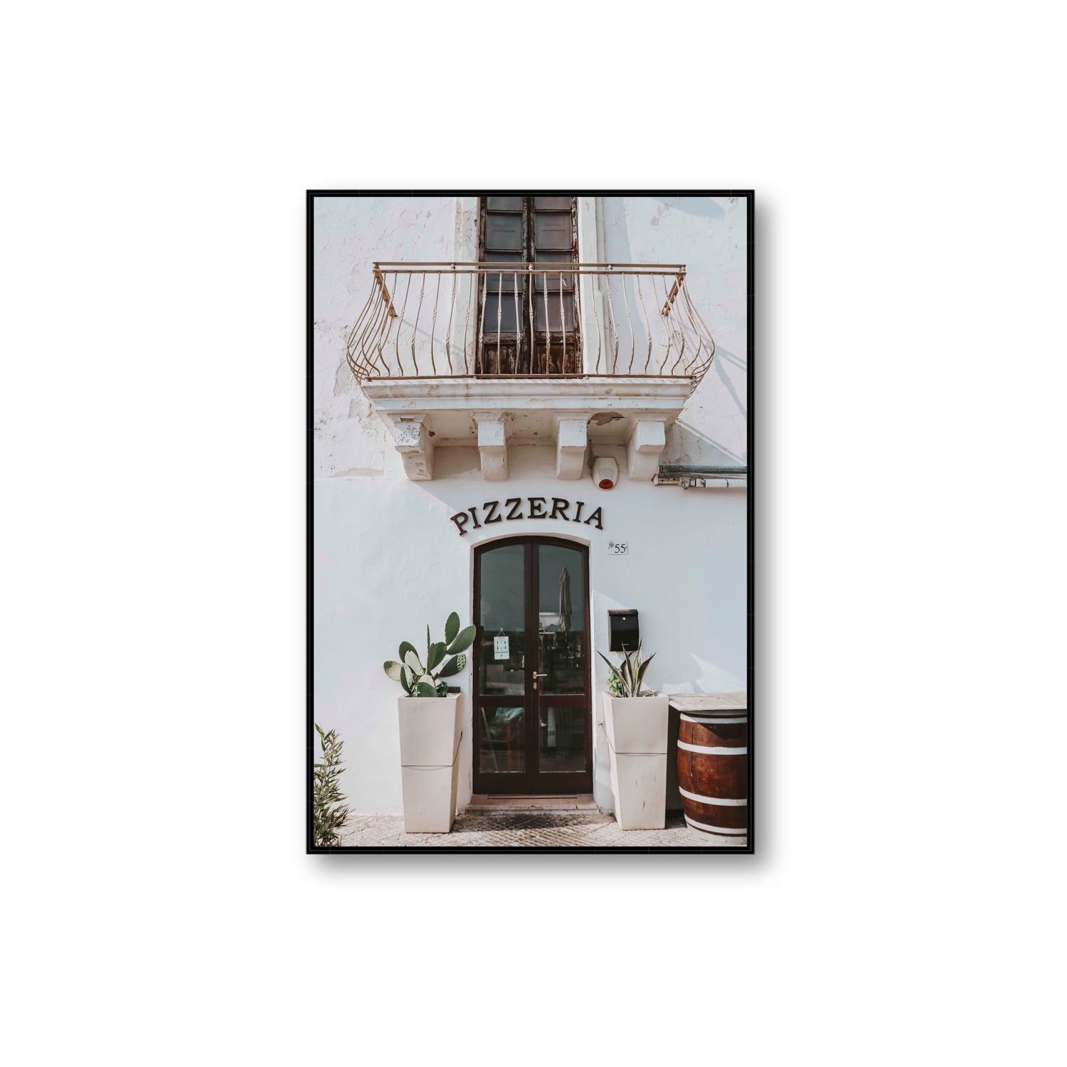 Pizzeria Puglia Italian wall art Extra Large fine art canvas in black float frame