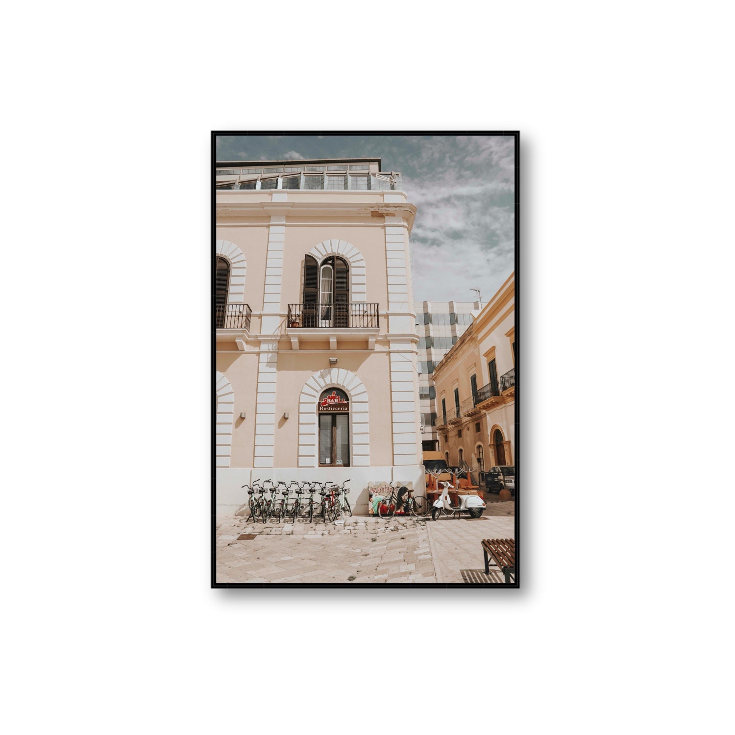 Rosticceria Puglia Italian wall art Extra Large fine art canvas in black float frame