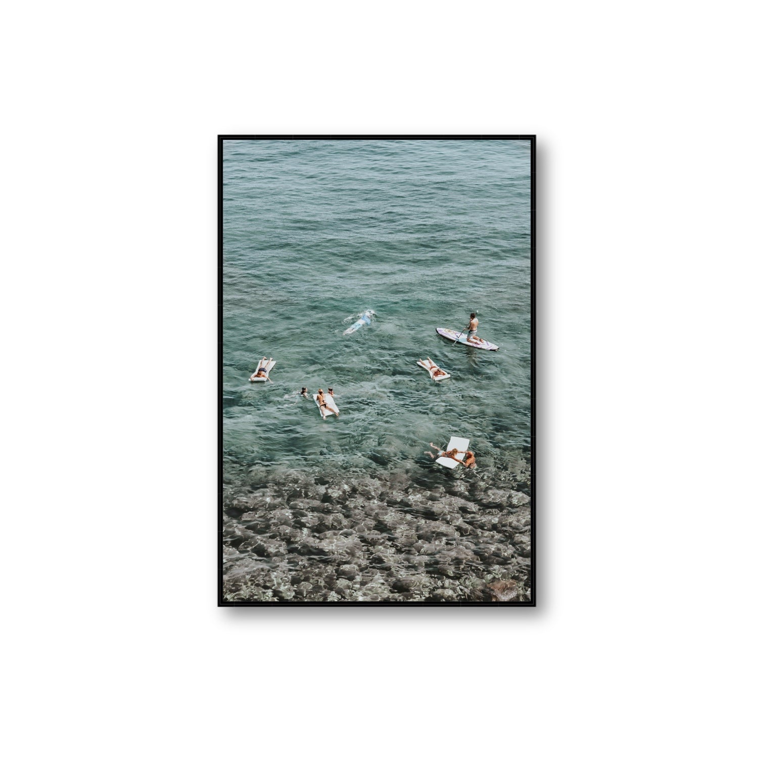 The Big Chill Tuscany coastal Italian wall art Extra Large fine art canvas in black float frame