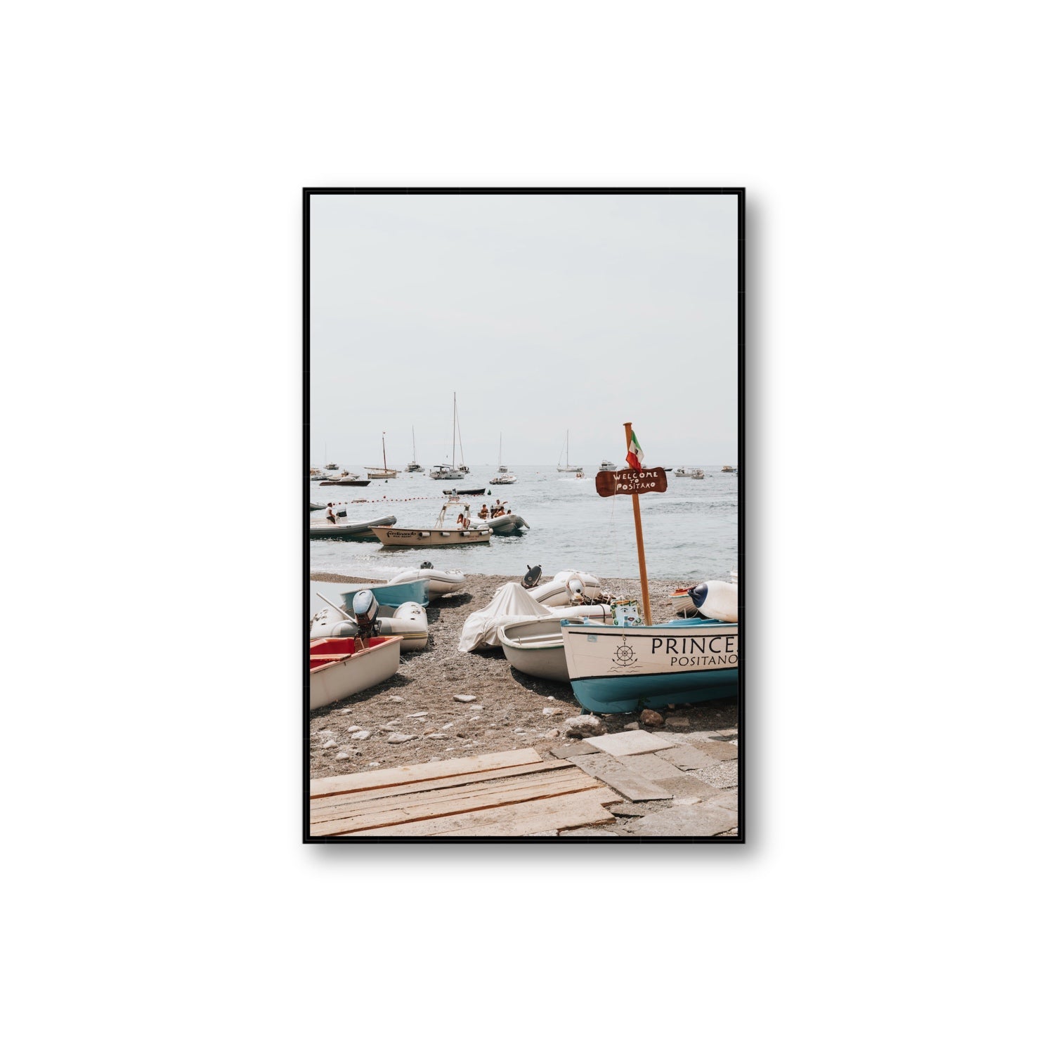 Coming Home fine art print, Positano, Italy, Extra Large, Black Float Frame, Fine Art Canvas