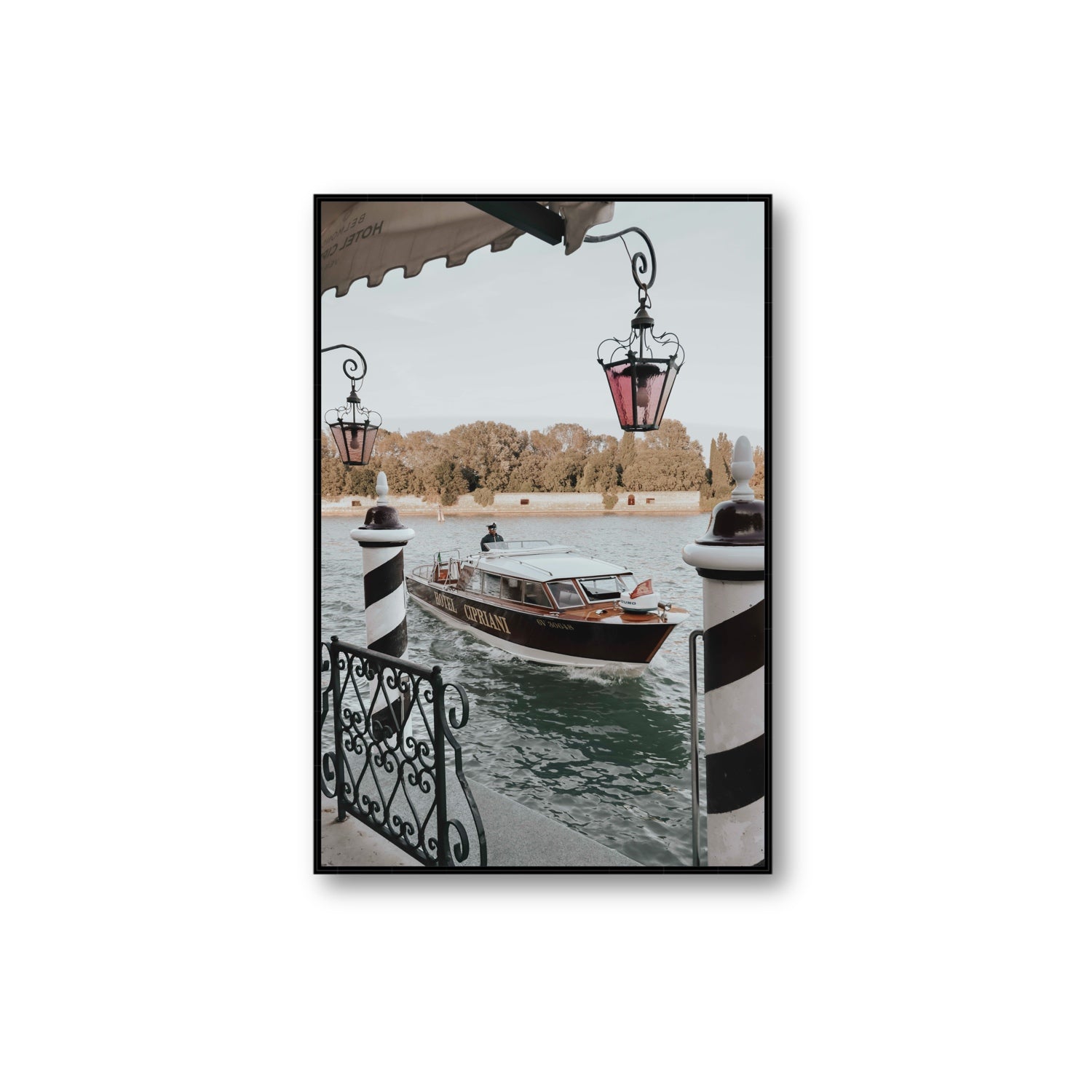 Taxi Shuttle Venice wall art Extra Large fine art canvas in black float frame