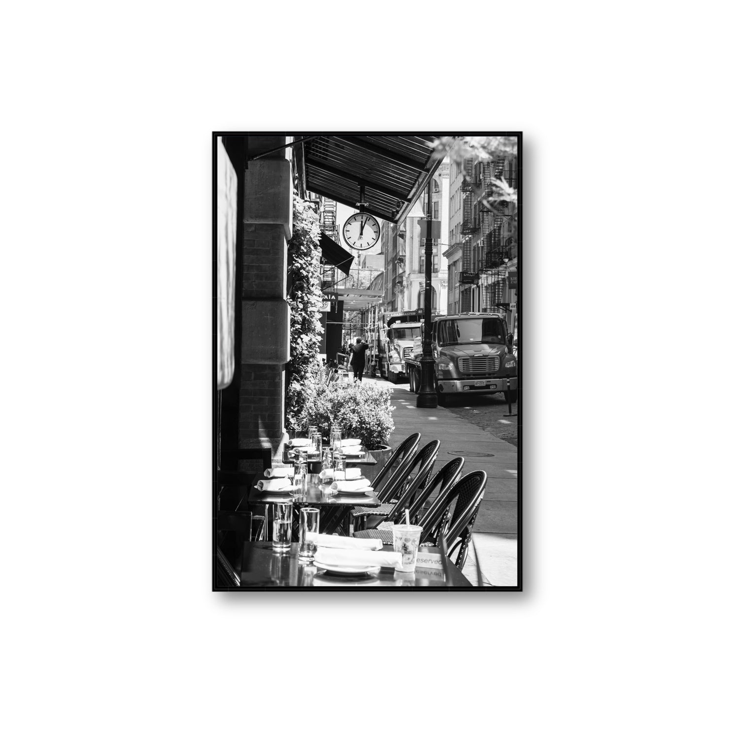 Mercer Street New York NYC Black & White wall art Extra Large fine art canvas in black float frame