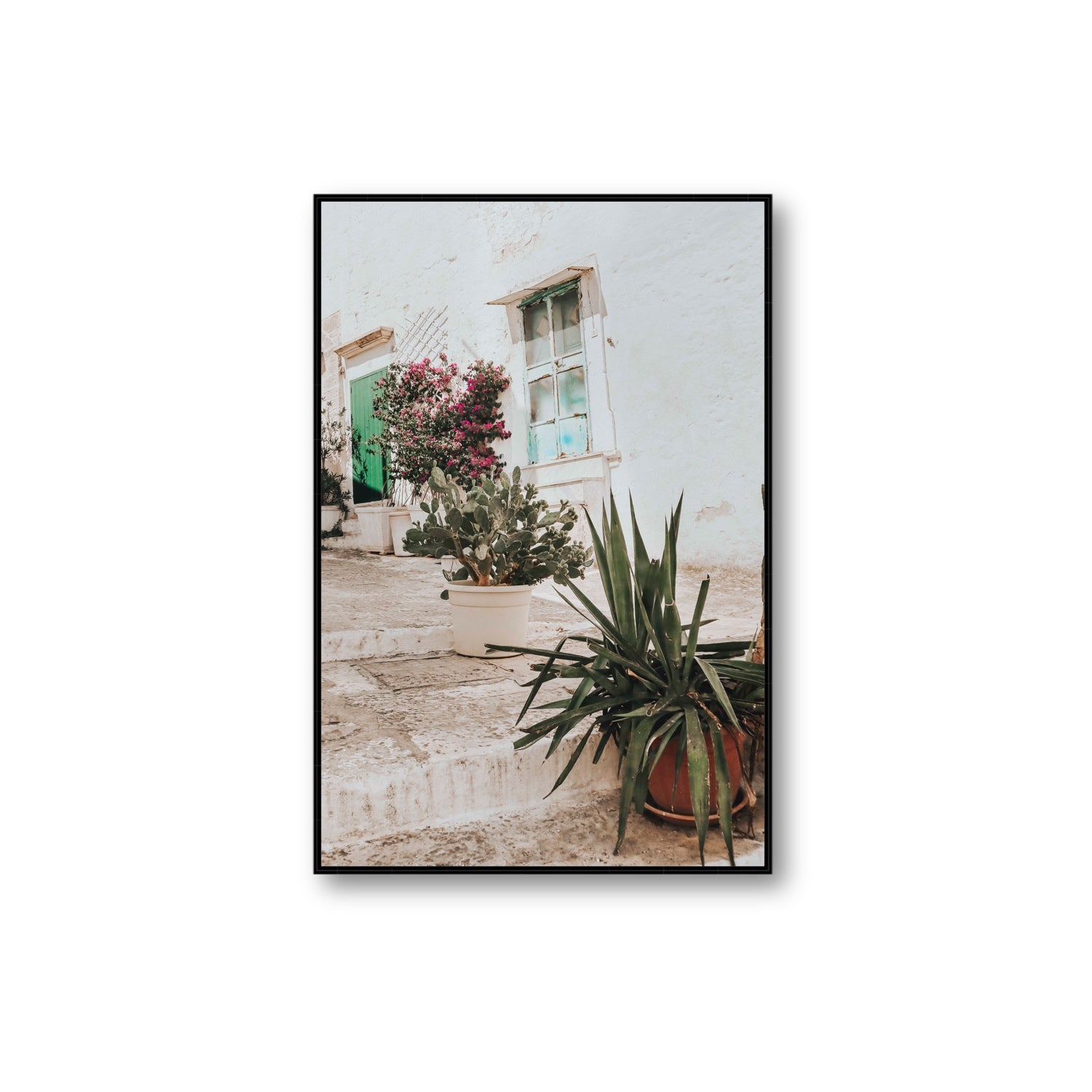 Giardino Segreto Puglia Ostuni wall art Extra Large fine art canvas in black float frame